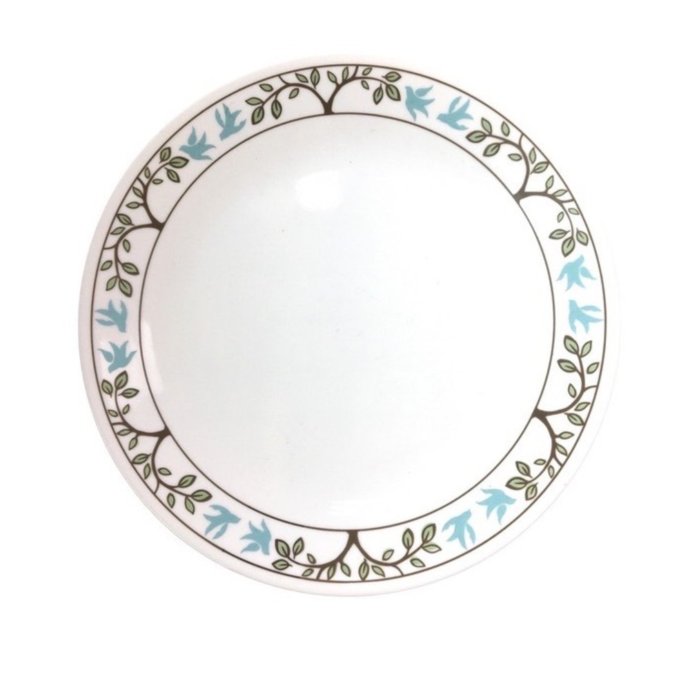 Corelle Tree Bird Dinner Plates 10.25" White Teal Blue by Corning Vitrelle 2pc